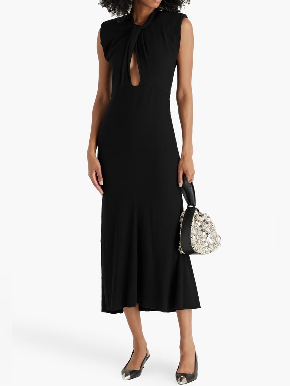 Isabel Marant Rabea Cutout Black Crepe Midi Dress NWT Size 36 FR